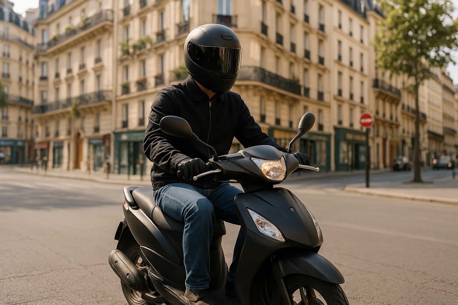 Image d'un homme conduisant un scooter noir accessible avec le BSR