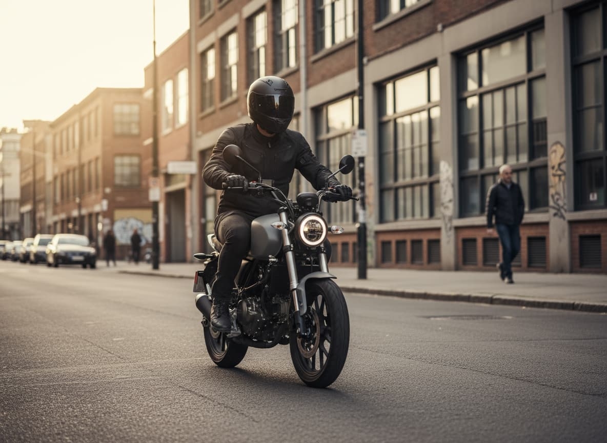 Image d'un homme conduisant une moto accessible avec le permis A2