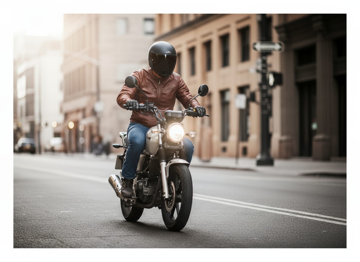 Image d’un homme conduisant une moto accessible avec un permis 125 ou une carte 125 acquise via une formation 125