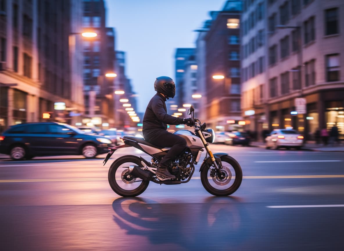 Image d’un homme conduisant une moto accessible avec un permis 125 ou une carte 125 acquise via une formation 125