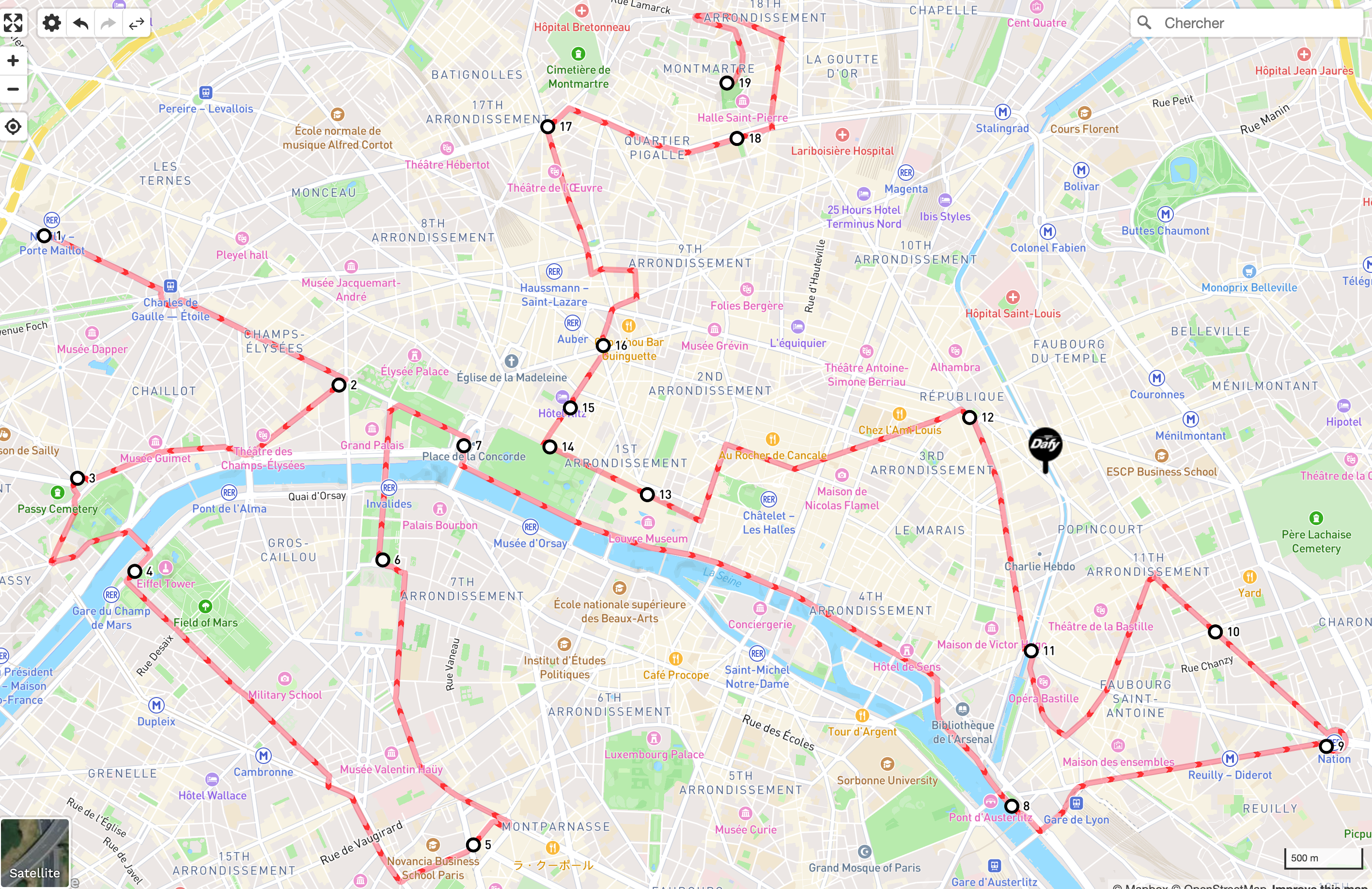 Itinéraire balade moto dans Paris intra-muros Illustration de l'itinéraire à suivre pour une balade moto dans Paris intra-muros